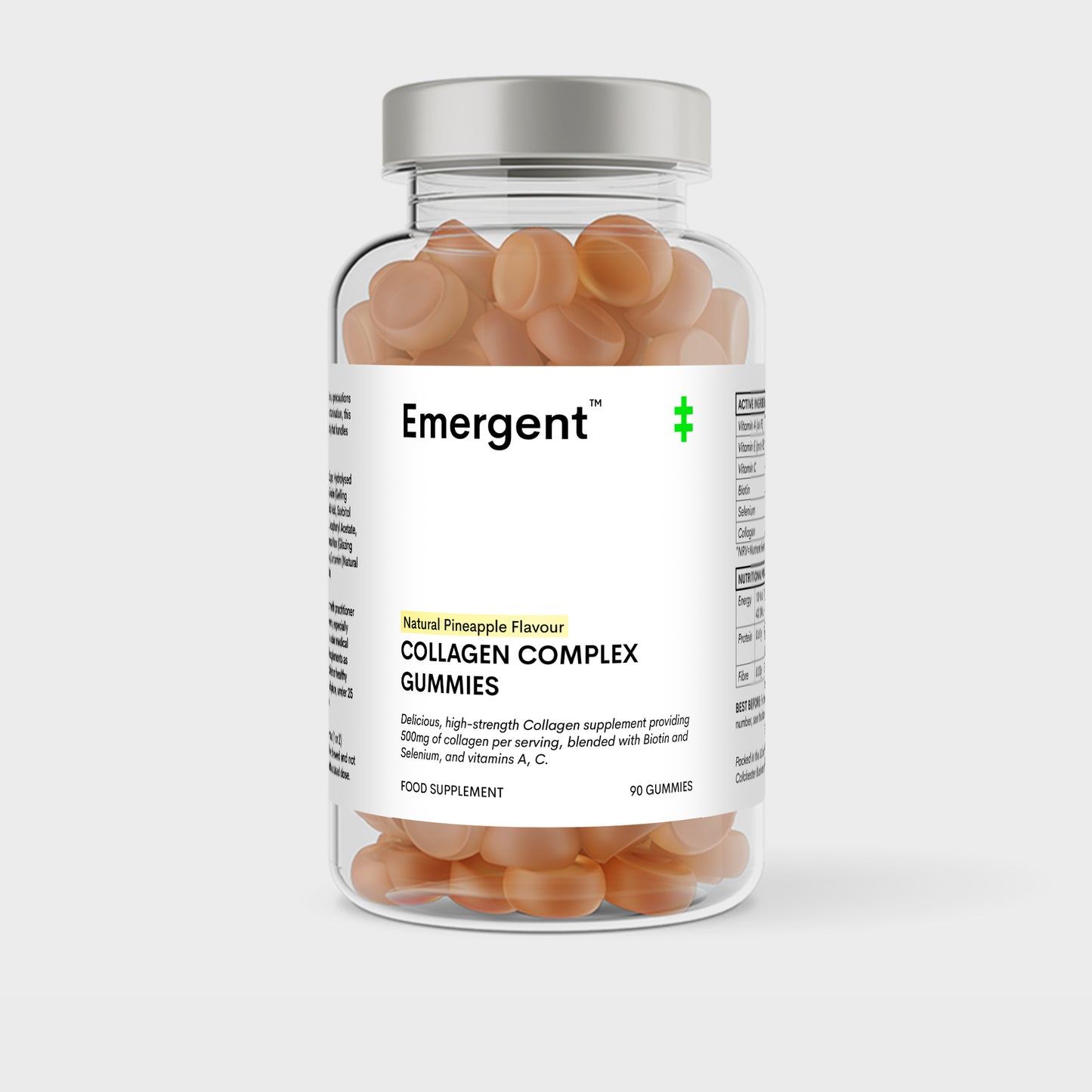 90 Gummies - Collagen Complex 500mg - Natural Pineapple Flavour